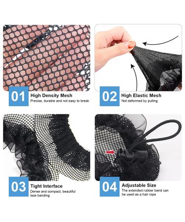6PCS Reusable Black Bun Hair Nets Set - Elastic Mesh Cover for Ballerina Dancer, Nurse, Skater - Stretch Lace Hair Accessories for Women & Girls - Large Size - Buy Online on GoSupps.com