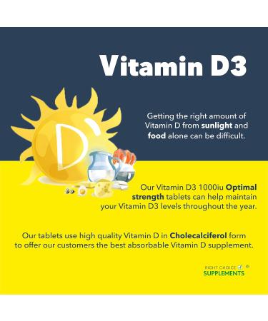 Vitamin D 1000iu | 1-Year Supply | Easy-Swallow Vegetarian Tablets for Immune Support - Buy Online on GoSupps.com