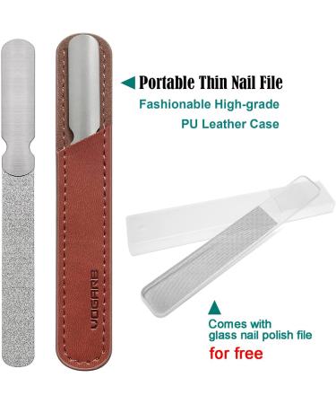 VOGARB Professional Nail Files For Natural Hard/Thick Nails with Case 4.6'' Double Sided 180 Diamond Grits Metal Stainless Steel No Slip Handle Easily Grinding Finger Toe Salon Home Travel (1 Pack(A)) - Buy Online on GoSupps.com
