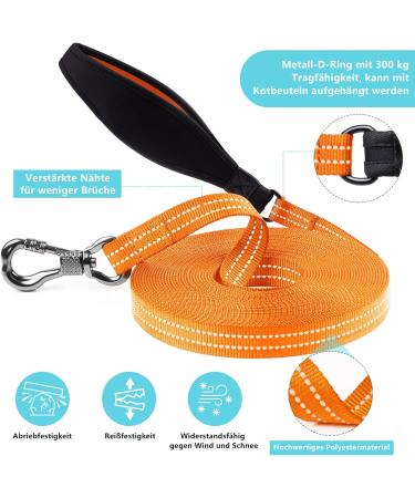 Buy X XBen 20m Long Robust Dog Leash | Reflective Training Line with Lockable Carabiner for Small & Medium Dogs | Convenient Hand Loop - Light Orange - Buy Online on GoSupps.com