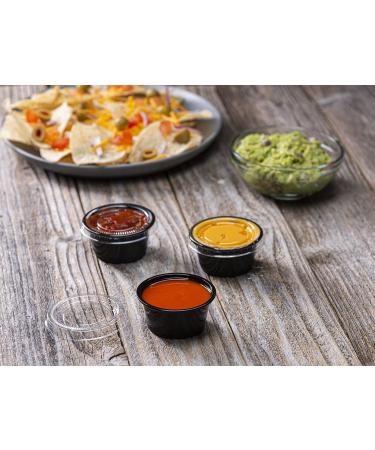 2 oz - 100 Sets Black Disposable Plastic Portion Cups with Lids for Jello Shots, Meal Prep, Sauce, Crafts & More - Buy Online on GoSupps.com
