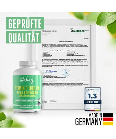 Vitabay Vitamin C Bioflavonoids 1000mg - 180 vegan tablets - Time Released - Ascorbic acid Vitamin C extended-release - Acts all day long - high dosage - Buy Online on GoSupps.com