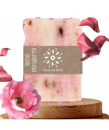Savia De Alma Handmade Rosehip Soap - Natural Regenerator for Mature or Marked Skin | Made in Spain | Vegan Eco-Friendly Plastic Free | 100g