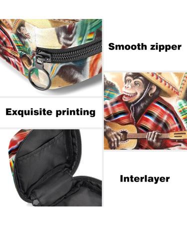 Funny Mexican Monkey Menstruation Pad Bag with Zipper Stylish Collection Bag for Women & Girls - Buy Online on GoSupps.com