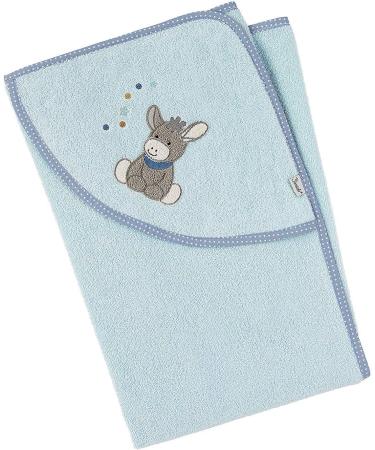 Sterntaler Emmi Hooded Towel for Babies & Children - Embroidered Bath Towel with Hood 100x100 cm Light Blue Donkey - Perfect for Bath Time (1 Pack) - Buy Online on GoSupps.com