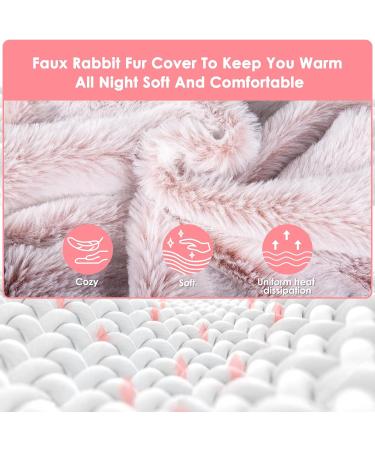 Bolei 2L Hot Water Bottle with Soft Cover | Exhaustion-Proof Natural Rubber Bed Bottle & Hand Warmer | Pain Relief for Kids & Adults | Fluffy Kangaroo Pocket - Pink - Buy Online on GoSupps.com