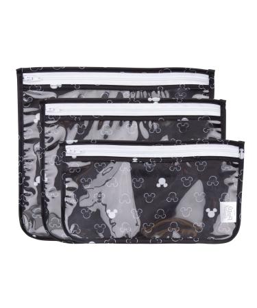 Bumkins TSA Approved Toiletry Bag, Travel Bag, Quart Zip Pouch, Clear Sided, PVC-Free, Vinyl-Free, Set of 3  Disney Mickey Mouse Icon