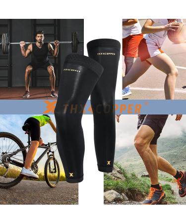 Thx4COPPER Full Leg Compression Sleeves - Knee Stabilizer Brace for Running, Basketball, Cycling - Men & Women (Pair) - Buy Online on GoSupps.com