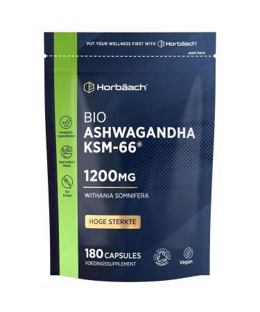 Horbach Ashwagandha KSM66 Organic 1200mg Capsules 180 High Strength Vegan Capsules Organic Ashwagandha KSM Extract Supplement from Horbaach