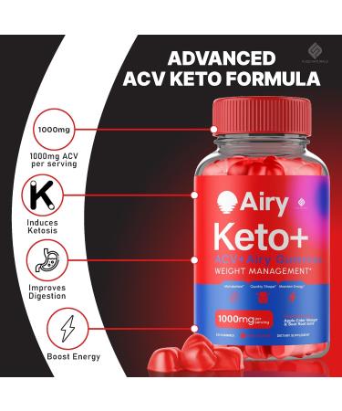 Airy Keto Gummies | Advanced 1000mg Apple Cider Vinegar Multivitamin Supplement | Maximum Strength B6 B12 Folic Acid | 60 Gummies for Effective Weight Support - Buy Online on GoSupps.com