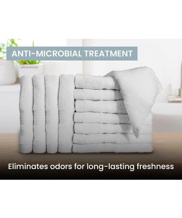 Bennett and Shea 12-Piece Luxury Washcloths - Odor Resistant Anti-Microbial Bath Towels - 13 x 13 Premium, Highly Absorbent, Quick Dry, Extra Soft Towel Set in Bright White - Buy Online on GoSupps.com