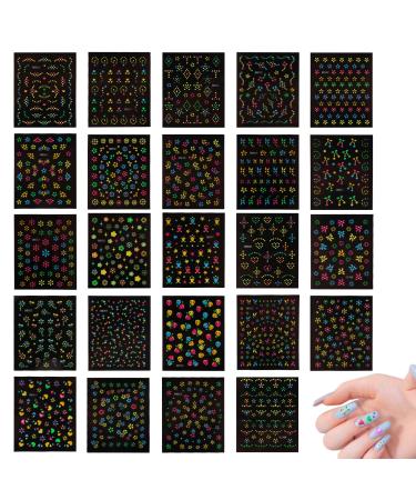 24 Sheets Nail Art Stickers 3D Embossed Nail Art Decals Spring Flower Nail Art Stickers Colored Self Adhesive Nail Stickers for Women Girls Manicure Decoration Nail Art DIY