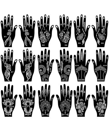 Kotbs 18 Sheets Temporary Tattoo Stencils  Indian Arabian Henna Tattoo Stencils  Glitter Airbrush Tattoo Stencils Tattoo Stickers for Women Boys Girls Hand Body Art - Buy Online on GoSupps.com