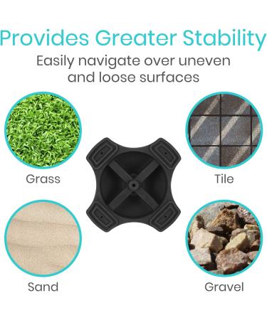 Vive Self Standing Cane Tip - 34 Inch Replacement - Heavy Duty Rubber Quad Base for Stability - Ideal for Walking Folding Canes - Men Women Elderly Seniors - Black - Buy Online on GoSupps.com