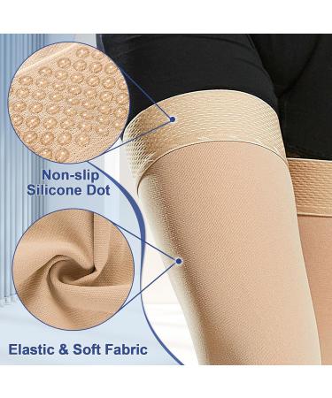 Beister Compression Stockings for Men & Women - Firm 20-30 mmHg Thigh Support for Varicose Veins & Edema - High Footless Design - XL Beige - Buy Online on GoSupps.com