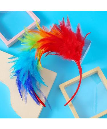 Colorful Feather Fascinator Feather Headbands Gay Pride Carnival Headdress Rainbow Headbands Wome Cosplay Feather Headdress Bridal Headpiece for Halloween Wedding Party(Rainbow) - Buy Online on GoSupps.com