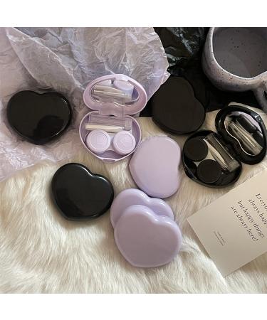 Komociya 2x Cardiac Contact Lens Containers with Mirrors - Portable Travel Kit with Cleaner Solution Tweezers & Remover - Violet - Buy Online on GoSupps.com