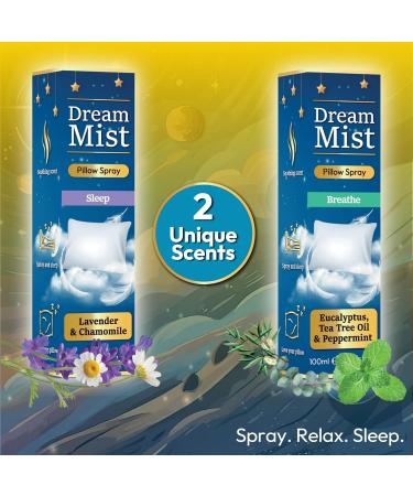 Dream Mist Pillow Spray | Sleep Aid Sleep Spray Anxiety Relief | Rescue Remedy for Anxiety Stress | Helps You to Relax and Fall Asleep (Lavender & Chamomile) - Buy Online on GoSupps.com