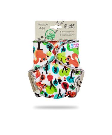 Petit Lulu pant diaper for newborns (2-6kg) push buttons |Fluffy Organic |Bamboo natural reusable cloth diapers |Without polyester (squirrel)