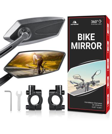 Hipeak Bike Mirror, Handlebar Rearview Mirror 1 Pair, Handlebar Rear View Mirror 360 Wide Angle Adjustable Bicycle Mirror, Bike Mirrors for Wide Field Vision