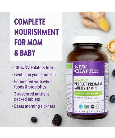 New Chapter Advanced Perfect Prenatal Vitamins - 192ct Organic Non-GMO | Healthy Baby & Mom | Folate, Iron, Vitamin D3 | Fermented Whole Foods - Buy Online on GoSupps.com