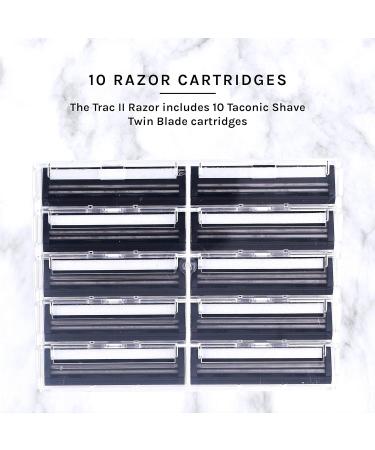 Taconic Shave Heavyweight Non-Pivoting Twin Blade Razor with Chrome Handle | Includes 10 Cartridge Blades - Buy Online on GoSupps.com