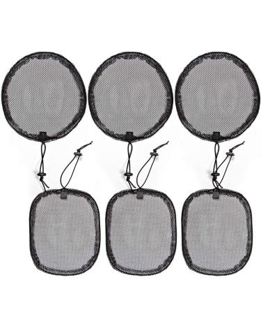 6 PCS Black Drawstring Ponytail Net Set - Stretchy Base for Afro Puff Weaving - Round and Square Styles (Size L) - Buy Online on GoSupps.com