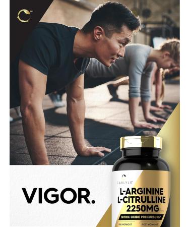 Carlyle L-Arginine L-Citrulline Supplement | 2250mg | 240 Powder Capsules | Nitric Oxide Precursors | Free Form | Non-GMO & Gluten Free - Buy Online on GoSupps.com