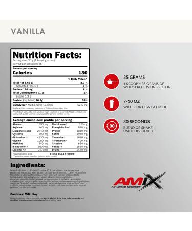 Amix Whey Protein Pure Fusion - Ultra Filtered Whey Concentrate & Isolate with L-Glutamine - 5.1 lb Vanilla for Muscle Mass Increase - International Shipping Available - Buy Online on GoSupps.com