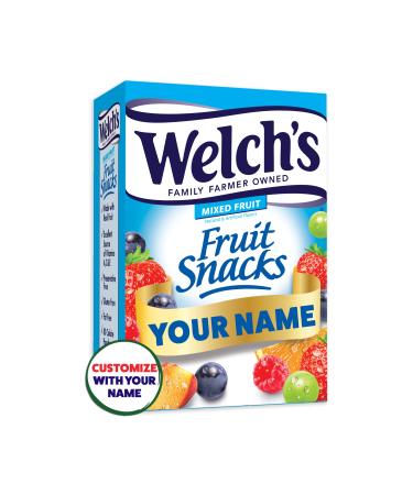 Welch's Fruit Snacks, Personalized Custom Box, Mixed Fruit, Gluten Free, Individual Single Serve Bags 0.9 oz (Pack of 40) Custom Mixed Fruit 0.9 Ounce (Pack of 40)