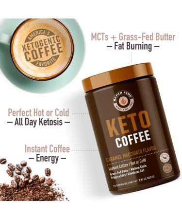 Rapid Fire Ketogenic Coffee Mix Caramel Macchiato with MCT Creamer Supports Metabolism Weight Loss Keto Diet 7.93 and 8.5 Ounces - Buy Online on GoSupps.com