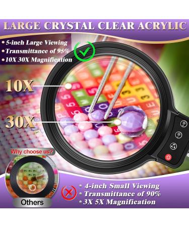 HQGZQL 10X 30X Large Magnifying Glass with Light and Stand 5-inch Lighted Magnifier 72 LED 3 Color Modes Stepless Dimmable Reading Craft Hobby Close Work Reading - Buy Online on GoSupps.com