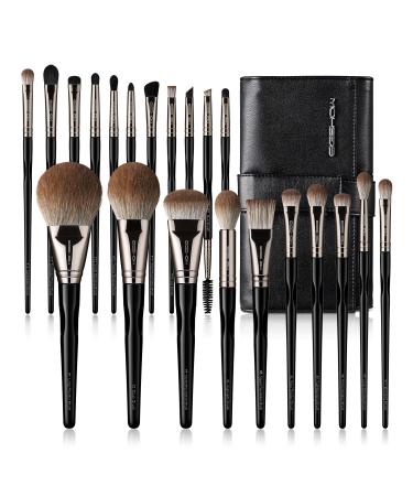 EIGSHOW Makeup Brushes 21Pcs Makeup Brush Set Professinal Makeup Brushes with 5 Face &16 Eye Brushes High-end Premium Clutch Bag for Halloween Makeup(Black Swan)