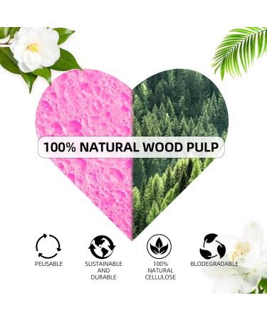 Buy 50-Count Natural Heart Shape Facial Sponges for Women - 100% Compressed Cellulose | Ideal for Cleansing Exfoliating & Skin Massage - Pink - Buy Online on GoSupps.com