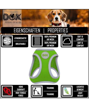 Ddoxx Reflecting Airmesh Step-in Dog Harness - Adjustable Green Puppy Vest for All Sizes (L) - Breast Size: 43-48 cm - Buy Online on GoSupps.com