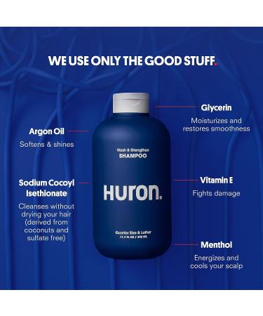 Huron Men's Daily Shampoo - Nourishing Formula with Argan Oil & Vitamins E and B5 - 11.7oz - Buy Online on GoSupps.com