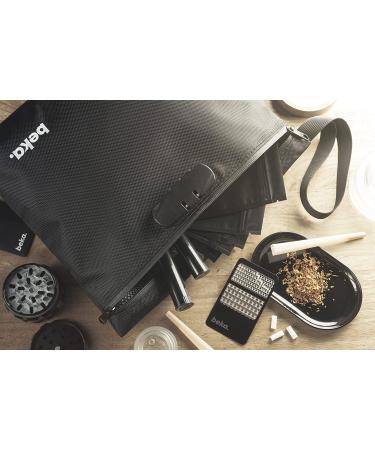 Smell Proof Bag with Combination Lock | Water Repellent Stash Bag with Grinder Card, Rolling Tray, Tubes, & Bags | Ideal for Herbs & Accessories - Black - Buy Online on GoSupps.com