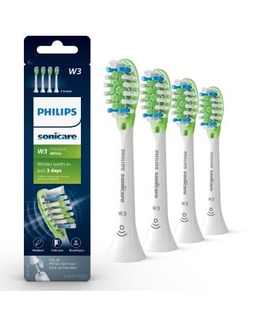 Philips Sonicare Genuine W3 Premium White Replacement Toothbrush Heads, 4 Brush Heads, White, HX9064/65 4 White