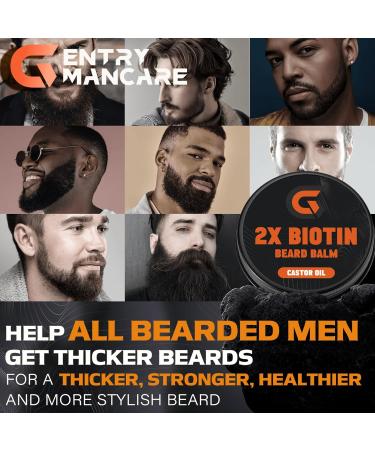 Buy 2X Biotin Beard Balm - Vegan Leave-In Conditioner & Moustache Wax | Facial Hair Moisturizer & Strengthener with Castor Oil - 2 Oz - Buy Online on GoSupps.com