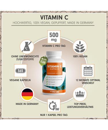 Vitamin C High Dose 500mg - 1095 Vegan Capsules | Calcium Ascorbate No Additives Lab Tested - Buy Online on GoSupps.com