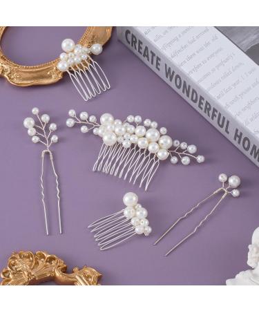 ANCIRS Pearl Bride Wedding Hair Comb with 2 Silver Bridal Side Hair Pins - Set for Women & Girls - Buy Online on GoSupps.com
