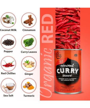 The Coconut Company Organic Red Coconut Curry Sauce Perfect for pouring over vegetables noodles or your favourite dish Spicy Taste 400ml (Pack of 3) - Buy Online on GoSupps.com