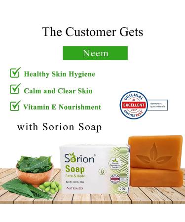 Sorion Psoriasis Soap Bars - Coconut Oil, Neem, Turmeric & Pala Indigo - Organic Essential Oils - for Face, Body & Beauty - Men & Women - Buy Online on GoSupps.com