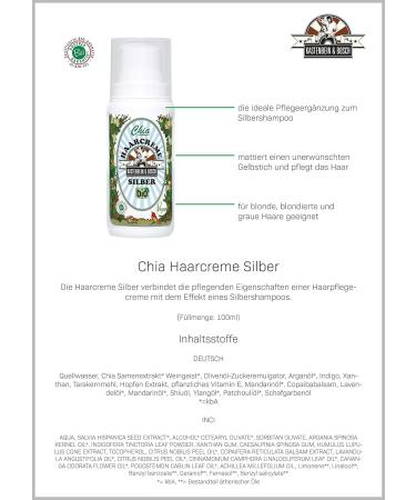 Buy Bosch Chia Hair Cream Silver Vegan Hair Care for Gray Blond & Bleached Hair | Natural Cosmetics Quality (100ml) - International Shipping Available - Buy Online on GoSupps.com