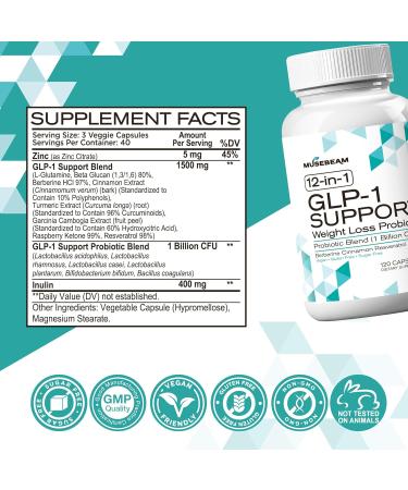 musebeam GLP-1 Support Probiotic Weight Loss Supplement - Women Men GLP1 Support with Berberine - Appetite Suppressant Hunger Control Metabolism Fat Burn & Gut Health Support - Buy Online on GoSupps.com