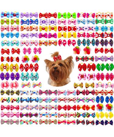 60pcs Dog Hair Bows, Dog Bows Grooming Made of High Tenacity Rubber Bands, 30 Beautiful Puppy Bows in (Mix)