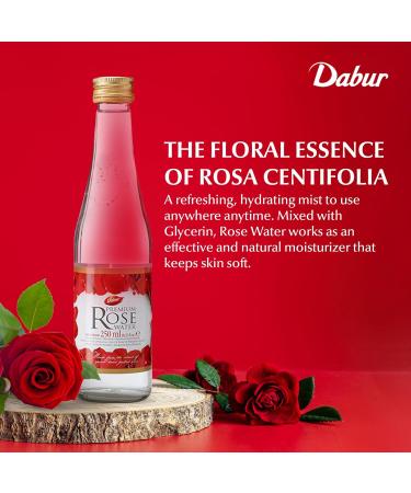 Dabur Rose Water - Rose Water for Skin Face Hair & for Cooking Nourishing Hydration Enhances Culinary Creations Rosewater for Glowing Skin for Skincare and Beauty Rituals 250ML Rose 8.25 Fl Oz (Pack of 1) - Buy Online on GoSupps.com