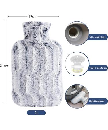 Samply 2L Hot Water Bottle with Luxury Faux Fur Cover - Navy Blue | Hand, Feet, Neck, and Shoulder Pain Relief - Buy Online on GoSupps.com