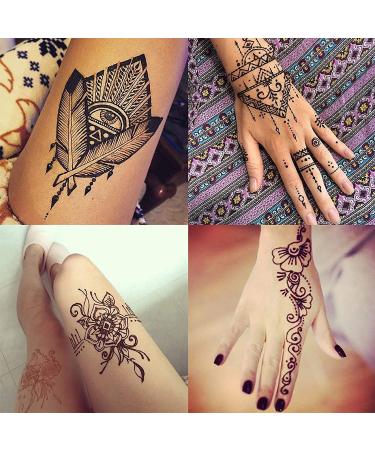Temporary Tattoo Set - 5Pcs with 78 Adhesive Stencils in Black, Brown, and Red Colors - Buy Online on GoSupps.com