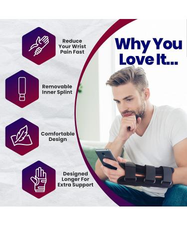 Carpal Tunnel Brace Wrist Splint - Longer Support for Forearm & Wrist. Reversible, Night Splint for Carpal Tunnel & Tendonitis Pain - Sm/Med - Buy Online on GoSupps.com